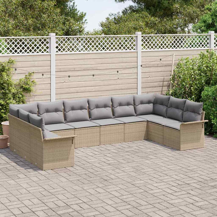 Set de canapele pentru grădină cu pernă 10 pcs Bej Rattan poli - WALTI WALTI