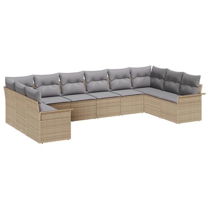 Set de canapele pentru grădină cu pernă 10 pcs Bej Rattan poli - WALTI WALTI
