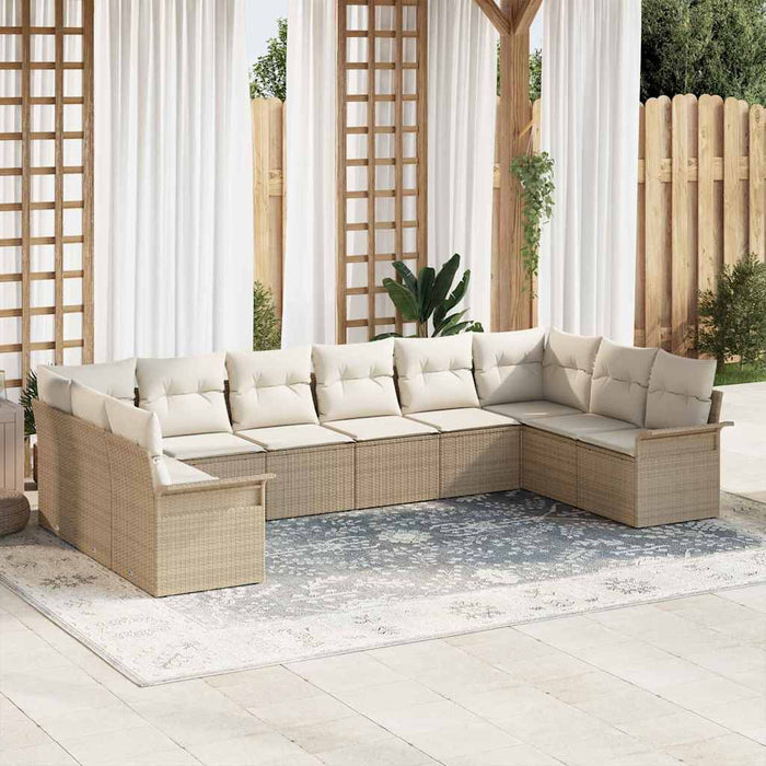 Set de canapele pentru grădină cu pernă 10 pcs Bej Rattan poli - WALTI WALTI