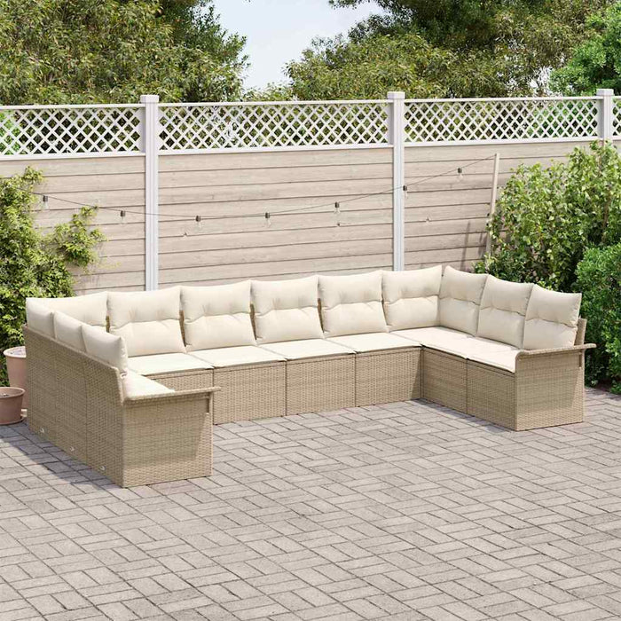 Set de canapele pentru grădină cu pernă 10 pcs Bej Rattan poli - WALTI WALTI