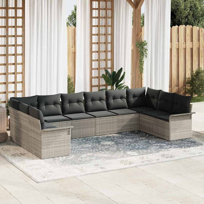 Set de canapele pentru grădină 10 pcs Gri deschis Rattan poli - WALTI WALTI