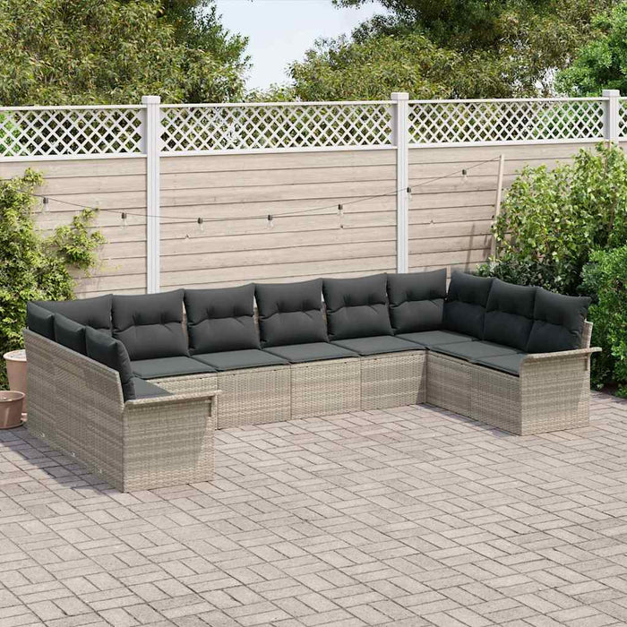 Set de canapele pentru grădină 10 pcs Gri deschis Rattan poli - WALTI WALTI