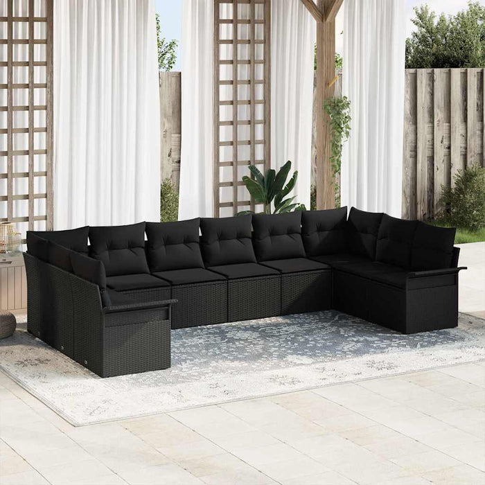 Set de canapele pentru grădină 10 pcs Negru Rattan poli - WALTI WALTI