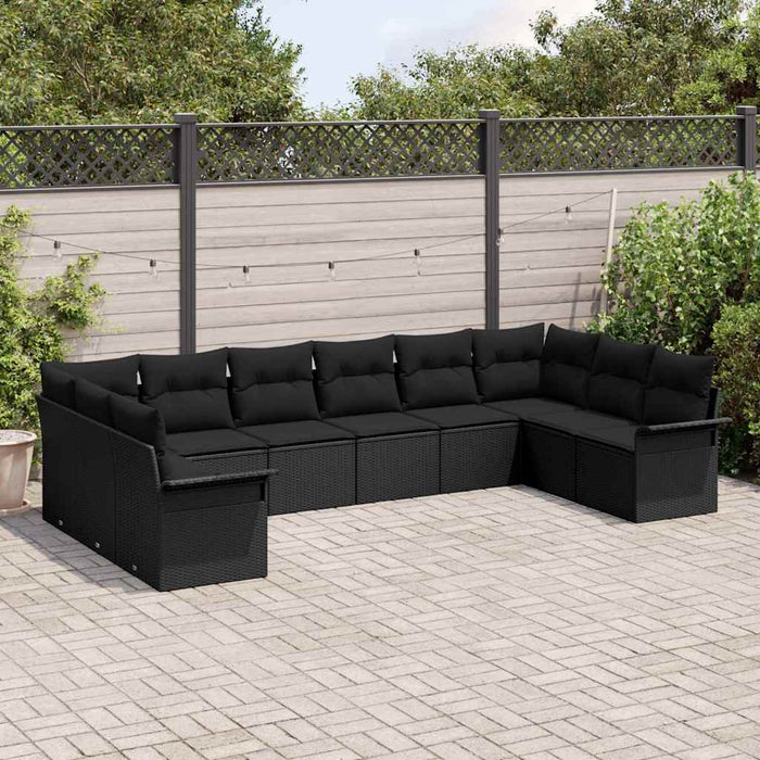 Set de canapele pentru grădină 10 pcs Negru Rattan poli - WALTI WALTI