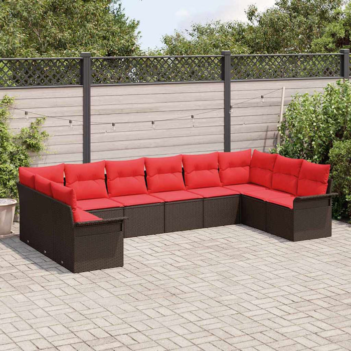 Set de canapele pentru grădină cu pernă 10 pcs Maro poliratan - WALTI WALTI