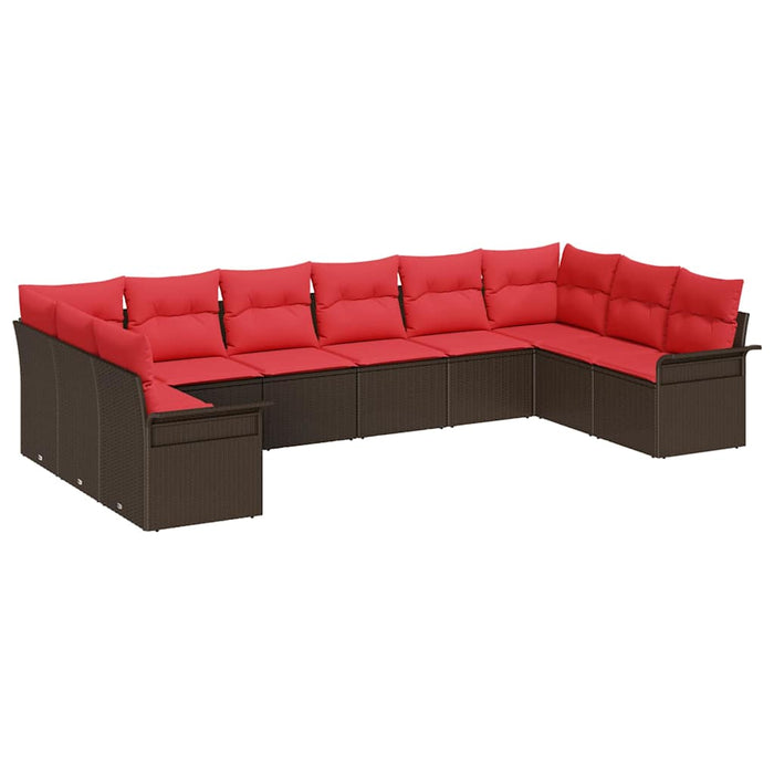 Set de canapele pentru grădină cu pernă 10 pcs Maro poliratan - WALTI WALTI
