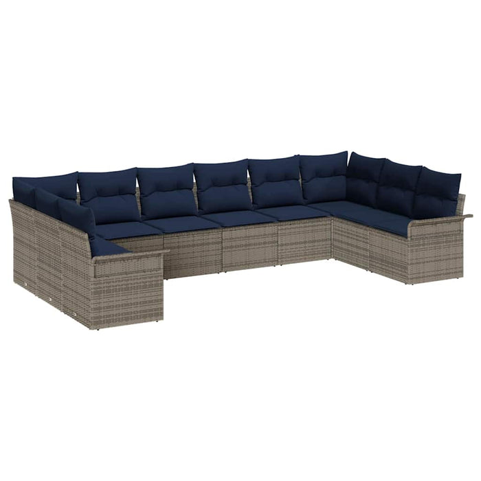 Set de canapele pentru grădină cu pernă 10 pcs Gri poliratan - WALTI WALTI