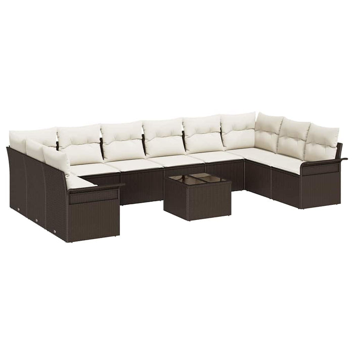 Set de canapele pentru grădină cu pernă 11 pcs Maro Rattan poli - WALTI WALTI