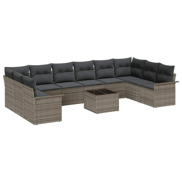 Set de canapele pentru grădină cu pernă 11 pcs Gri Rattan poli - WALTI WALTI