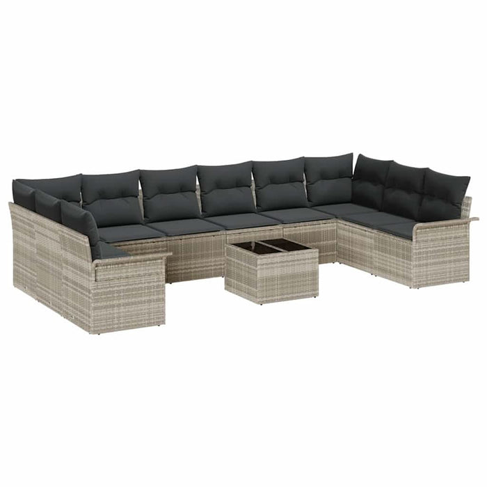 Set de canapele pentru grădină 11 pcs Gri deschis Rattan poli - WALTI WALTI