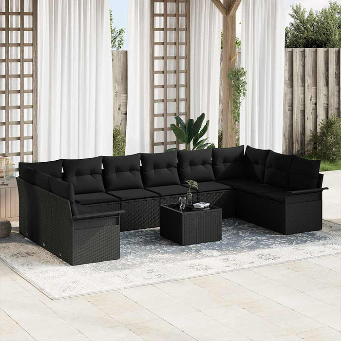 Set de canapele pentru grădină 11 pcs Negru Rattan poli - WALTI WALTI