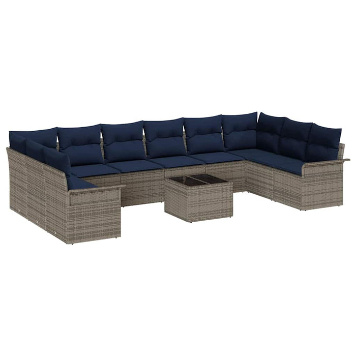 Set de canapele pentru grădină cu pernă 11 pcs Gri poliratan - WALTI WALTI
