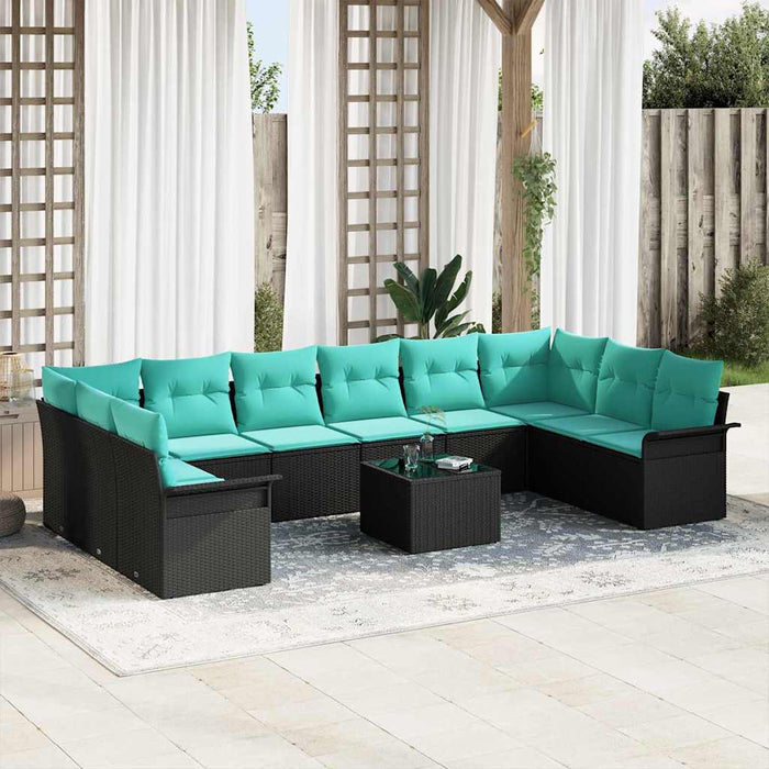 Set de canapele pentru grădină 11 pcs Negru Rattan poli - WALTI WALTI