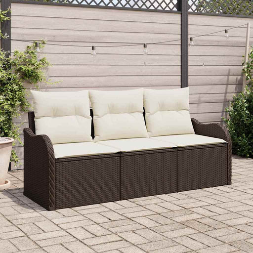 Set de canapele pentru grădină cu pernă 3 pcs Maro Rattan poli - WALTI WALTI