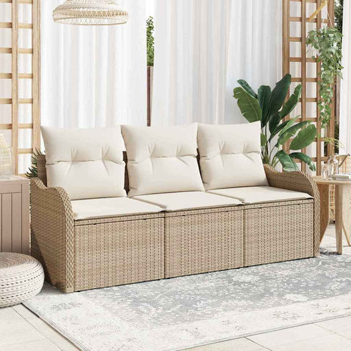 Set de canapele pentru grădină cu pernă 3 pcs Bej poliratan - WALTI WALTI