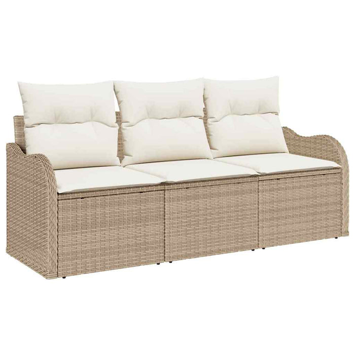 Set de canapele pentru grădină cu pernă 3 pcs Bej poliratan WALTI