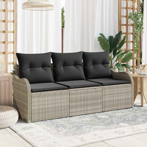 Set de canapele pentru grădină 3 pcs Gri deschis Rattan poli - WALTI WALTI