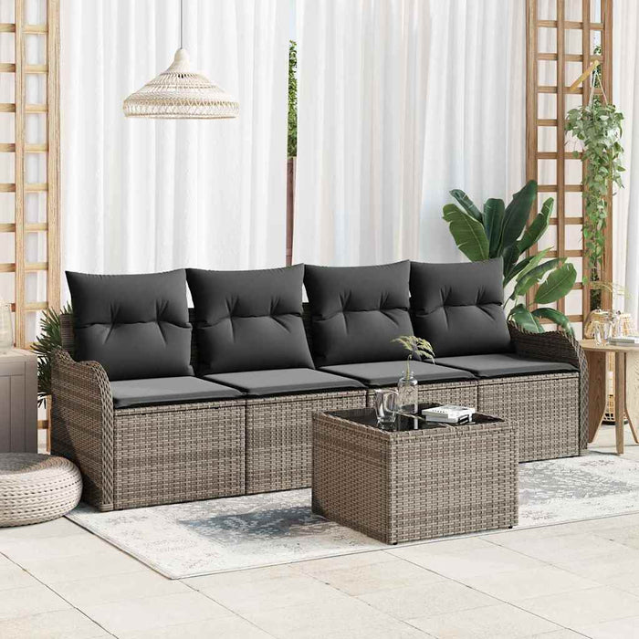 Set de canapele pentru grădină 5 pcs Gri Rattan poli - WALTI WALTI