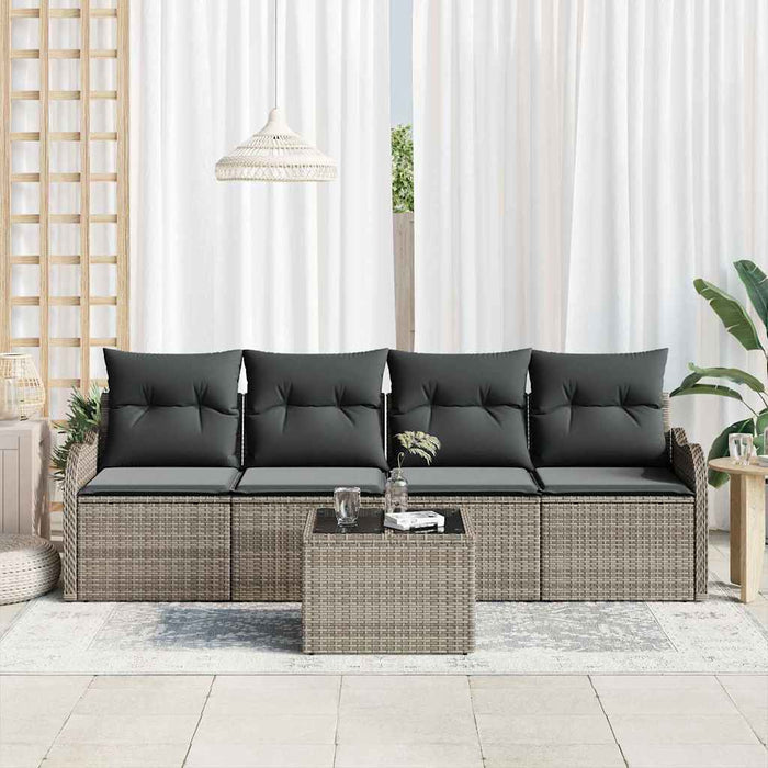 Set de canapele pentru grădină 5 pcs Gri Rattan poli - WALTI WALTI