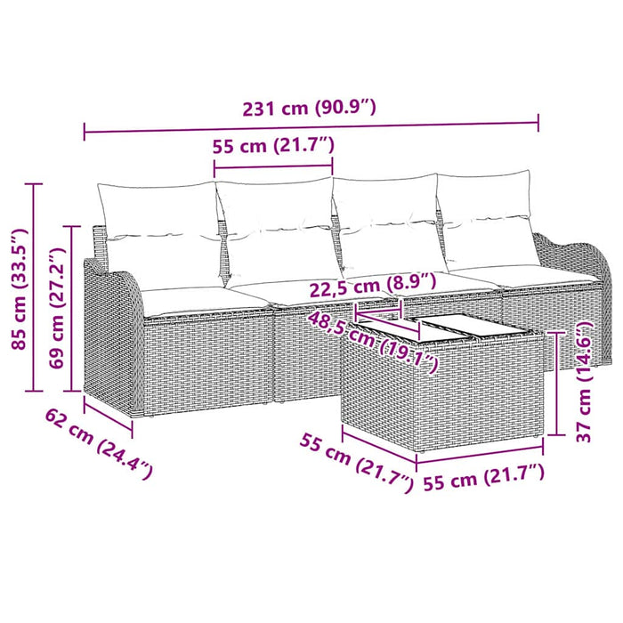 Set de canapele pentru grădină 5 pcs Gri Rattan poli - WALTI WALTI