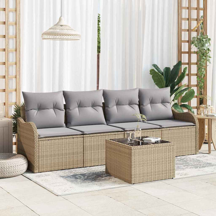 Set de canapele pentru grădină 5 pcs Bej Rattan poli - WALTI WALTI