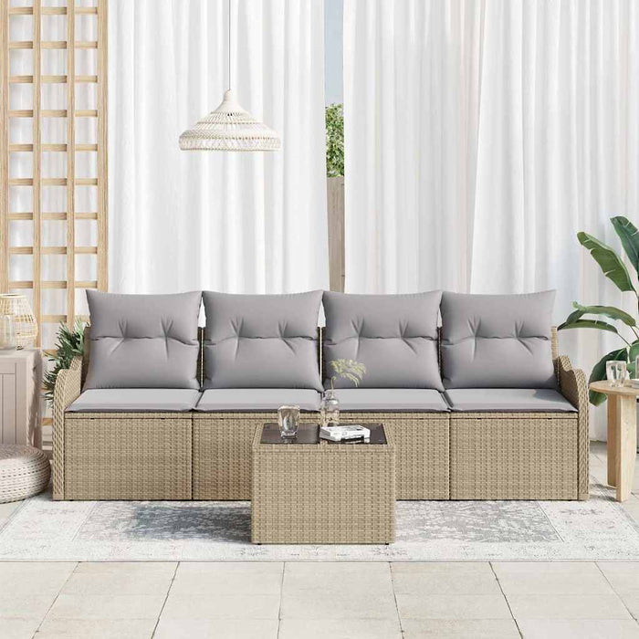 Set de canapele pentru grădină 5 pcs Bej Rattan poli - WALTI WALTI