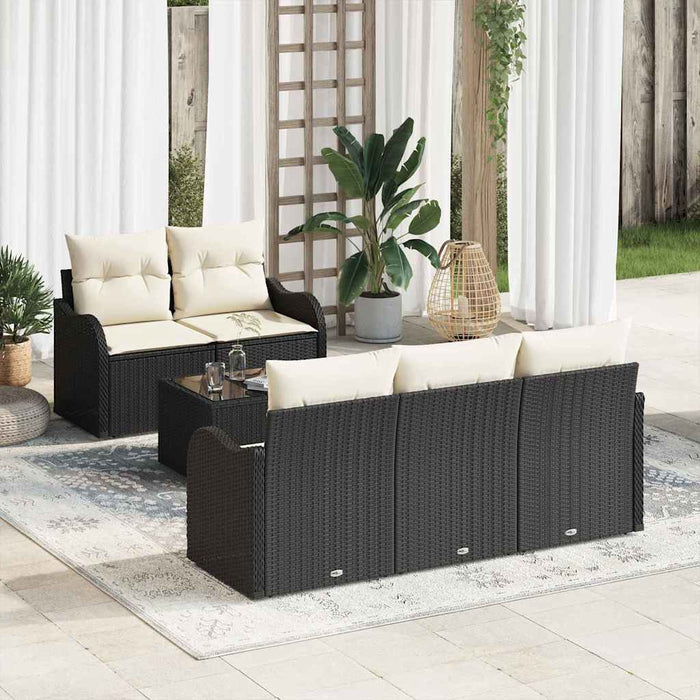 Set de canapele pentru grădină 6 pcs Negru Rattan poli - WALTI WALTI