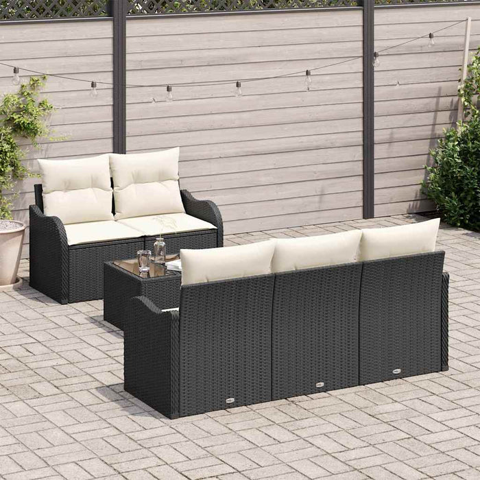Set de canapele pentru grădină 6 pcs Negru Rattan poli - WALTI WALTI