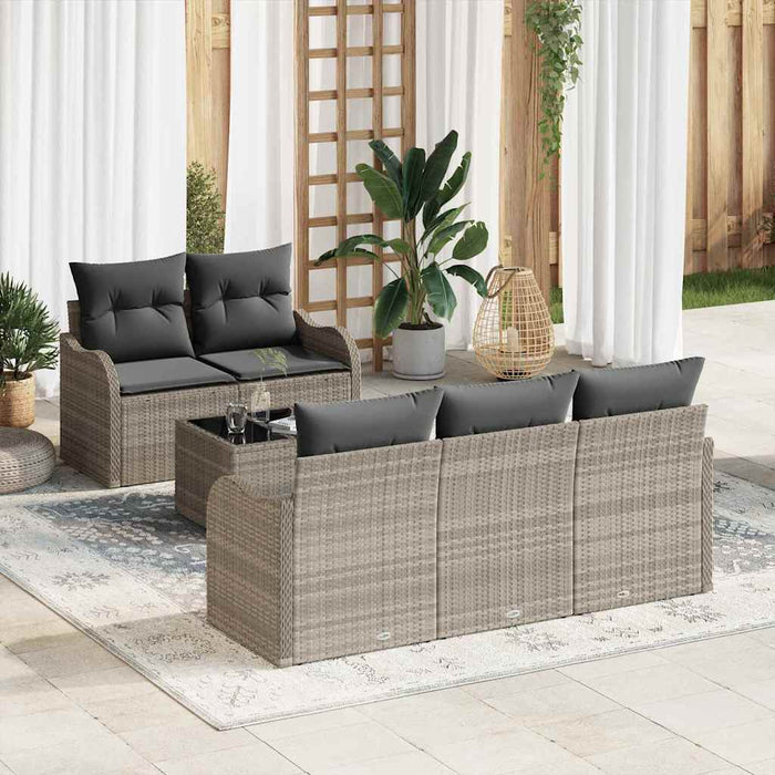 Set de canapele pentru grădină 6 pcs Gri deschis Rattan poli - WALTI WALTI