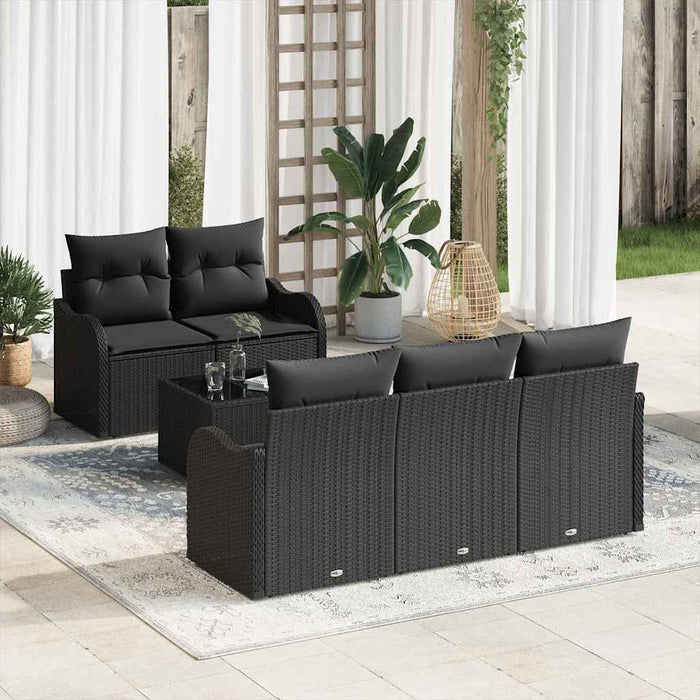 Set de canapele pentru grădină 6 pcs Negru Rattan poli - WALTI WALTI