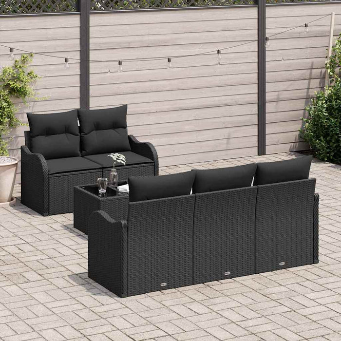 Set de canapele pentru grădină 6 pcs Negru Rattan poli - WALTI WALTI