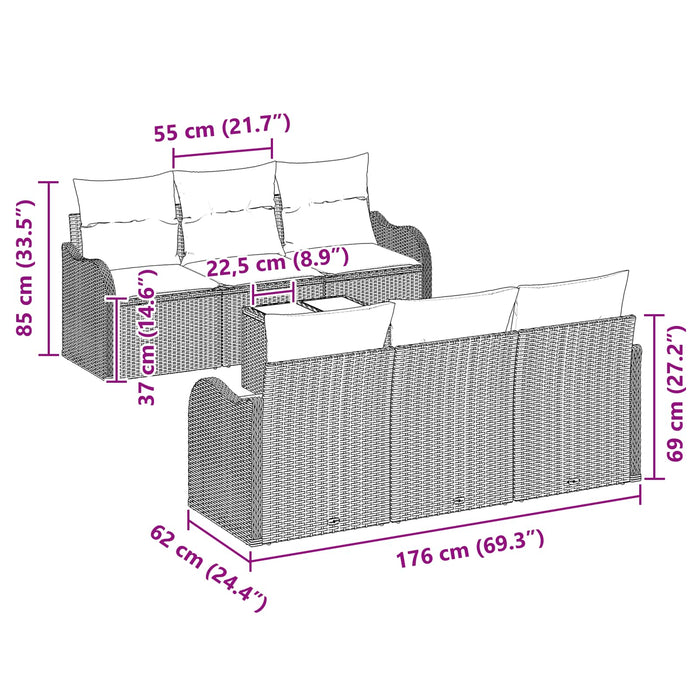 Set de canapele pentru grădină Gri 55 x 55 x 37 cm poliratan - WALTI WALTI