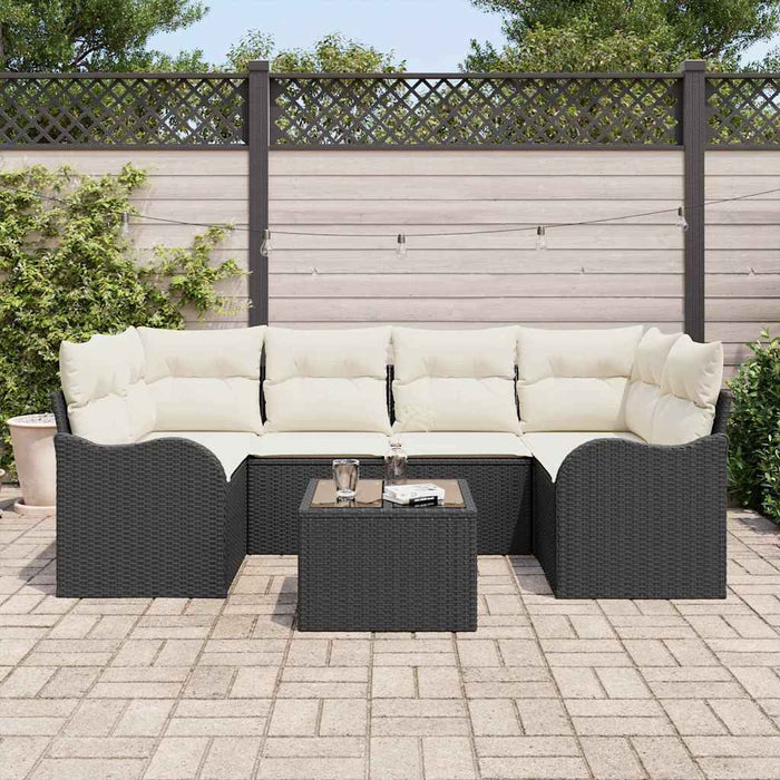 Set de canapele pentru grădină 7 pcs Negru 55 x 55 x 37 cm - WALTI WALTI