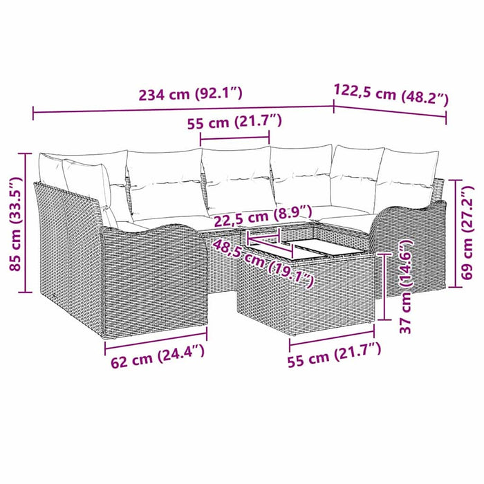 Set de canapele pentru grădină cu pernă 7 pcs Gri deschis - WALTI WALTI