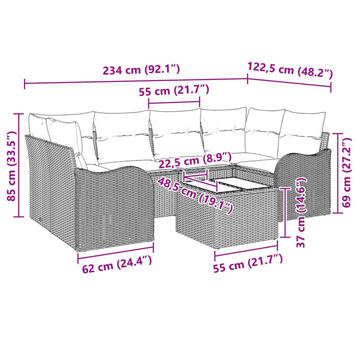 Set de canapele pentru grădină Gri 55 x 55 x 37 cm poliratan - WALTI WALTI