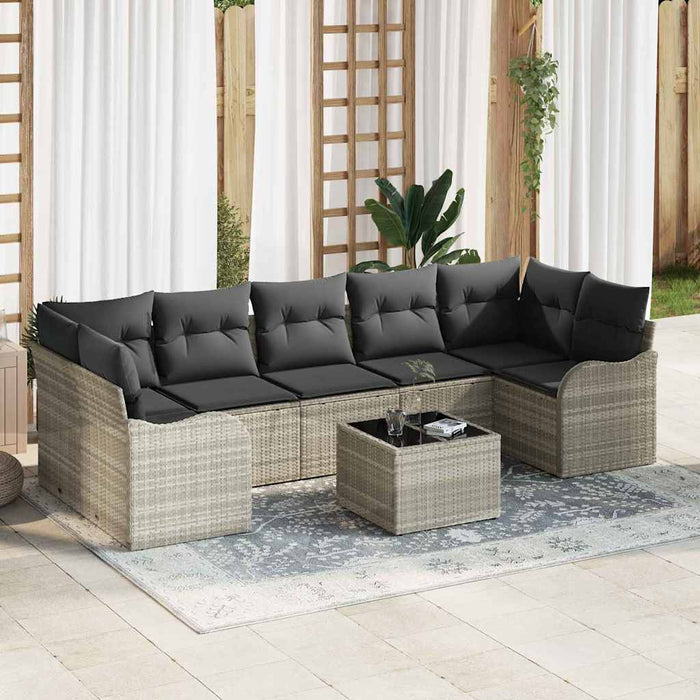 Set de canapele pentru grădină cu pernă 8 pcs Gri deschis - WALTI WALTI