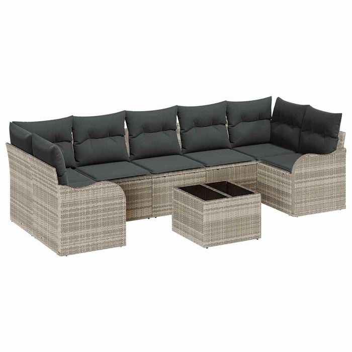 Set de canapele pentru grădină cu pernă 8 pcs Gri deschis - WALTI WALTI