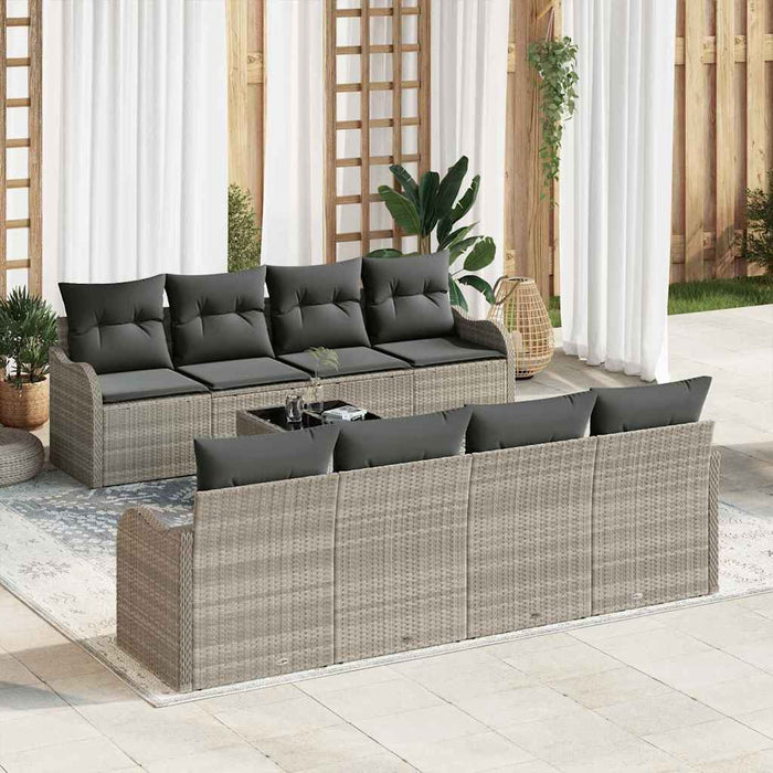 Set de canapele pentru grădină cu pernă 9 pcs Gri deschis - WALTI WALTI
