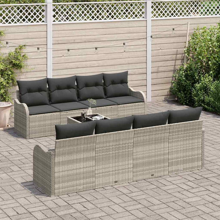 Set de canapele pentru grădină cu pernă 9 pcs Gri deschis - WALTI WALTI
