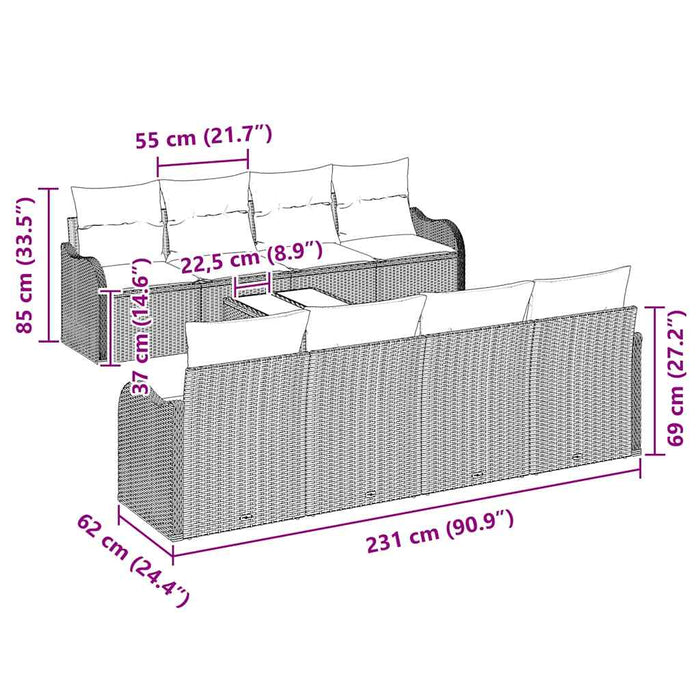 Set de canapele pentru grădină Negru 55 x 55 x 37 cm poliratan - WALTI WALTI