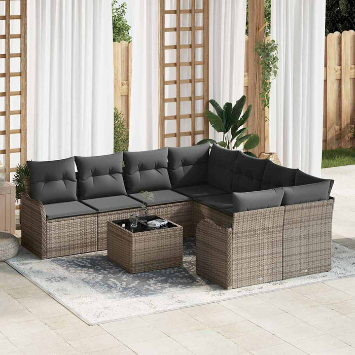Set de canapele pentru grădină 9 pcs Gri 55 x 55 x 37 cm - WALTI WALTI