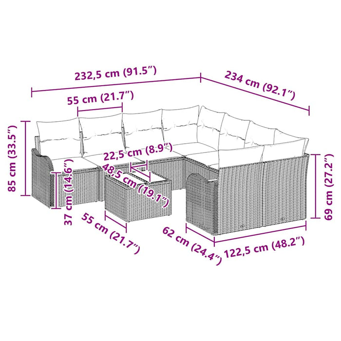 Set de canapele pentru grădină 9 pcs Gri 55 x 55 x 37 cm - WALTI WALTI