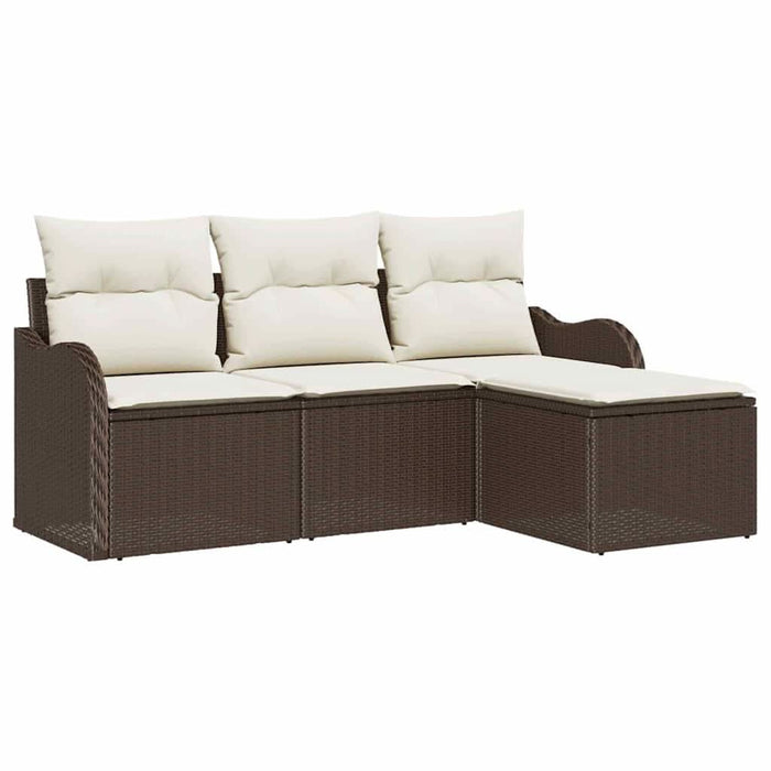 Set de canapele pentru grădină cu pernă 4 pcs Maro Rattan poli - WALTI WALTI