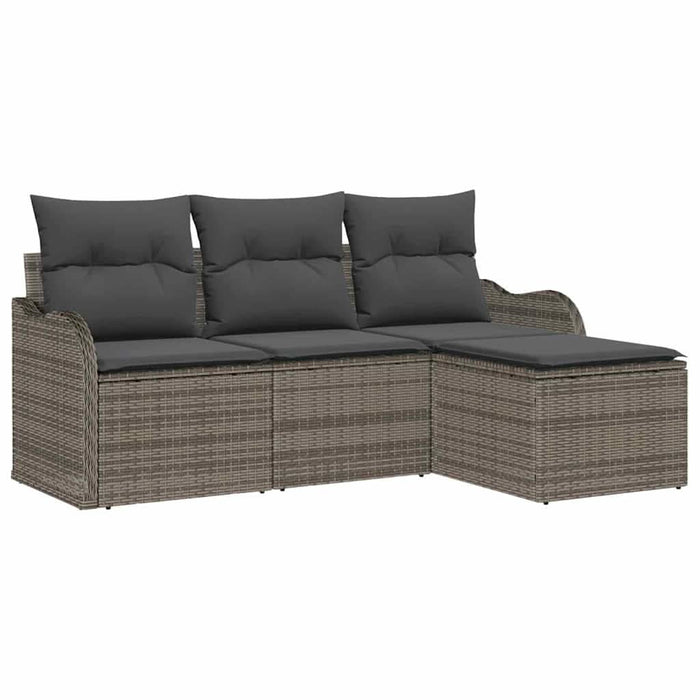 Set de canapele pentru grădină cu pernă 4 pcs Gri Rattan poli - WALTI WALTI