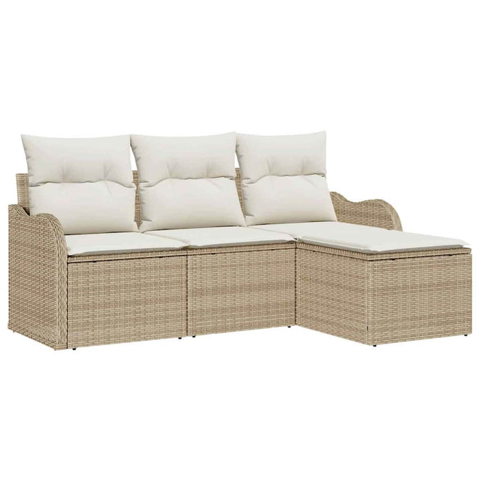 Set de canapele pentru grădină cu pernă 4 pcs Bej poliratan WALTI