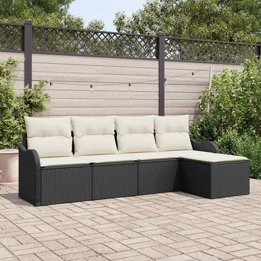 Set de canapele pentru grădină cu pernă 5 pcs Negru Rattan poli - WALTI WALTI
