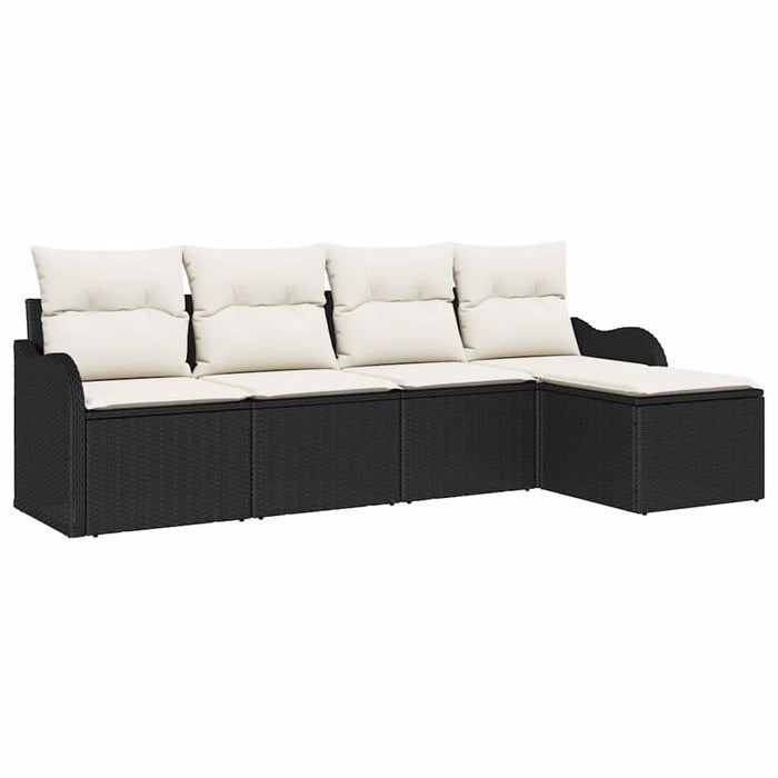 Set de canapele pentru grădină cu pernă 5 pcs Negru Rattan poli - WALTI WALTI