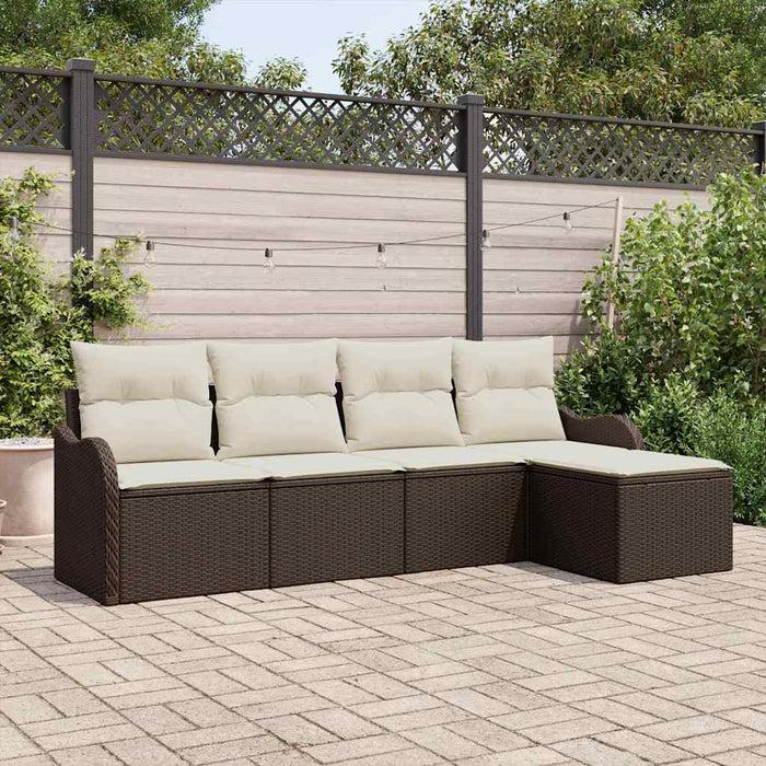 Set de canapele pentru grădină cu pernă 5 pcs Maro Rattan poli - WALTI WALTI