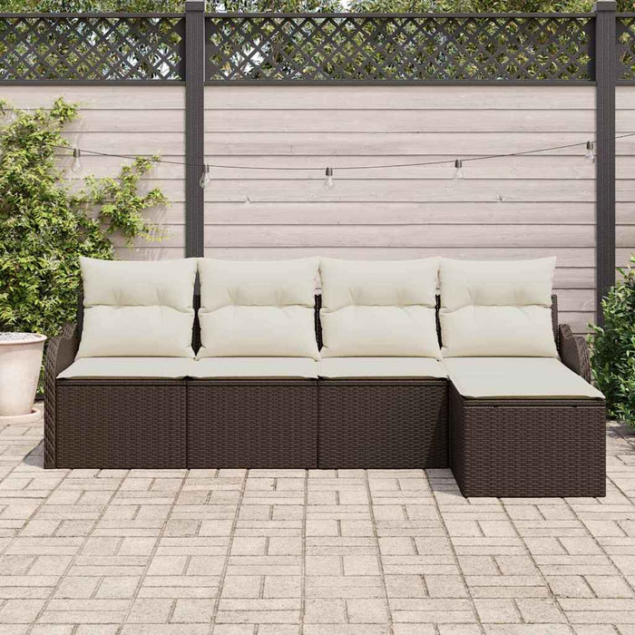 Set de canapele pentru grădină cu pernă 5 pcs Maro Rattan poli - WALTI WALTI
