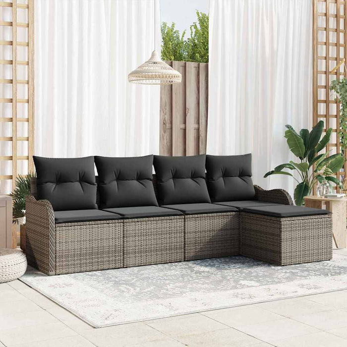 Set de canapele pentru grădină cu pernă 5 pcs Gri Rattan poli - WALTI WALTI